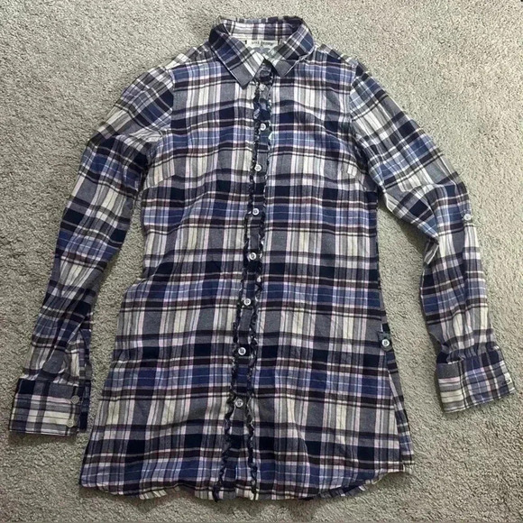 Super Comfy! Girl Krazy Flannel Button Down Long Sleeve Top / Women’s Size Small - Picture 3 of 15